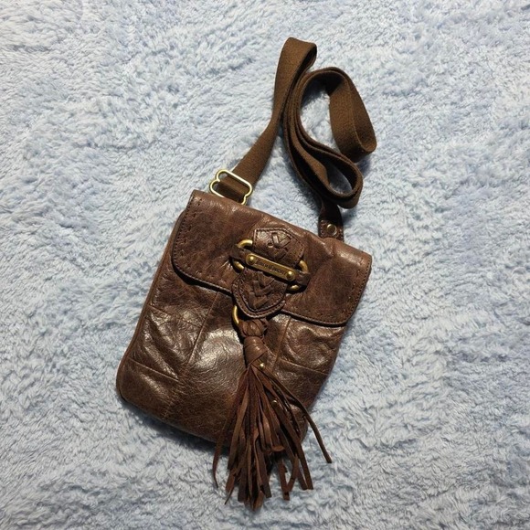 Juicy Couture Handbags - Y2K Juicy Couture Brown Leather Shoulder Bag Tassel Braided Accent Magnetic